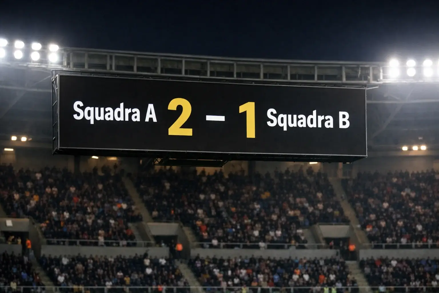 Tabellone elettronico con risultato di una partita di calcio