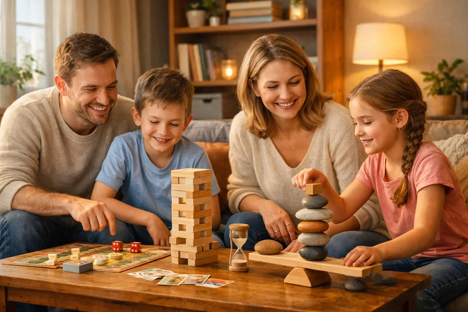 Famiglia che trascorre tempo insieme in modo sereno