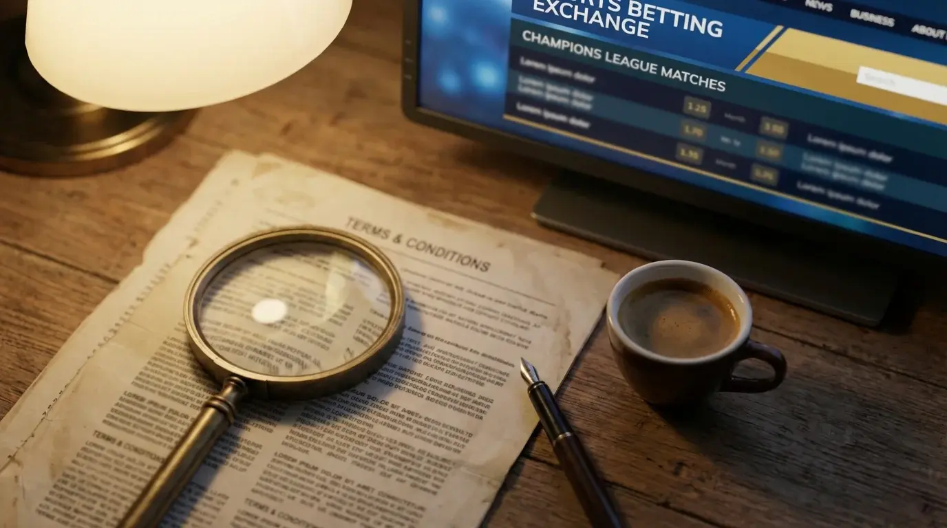 Documento con termini e condizioni di un bonus scommesse su una scrivania