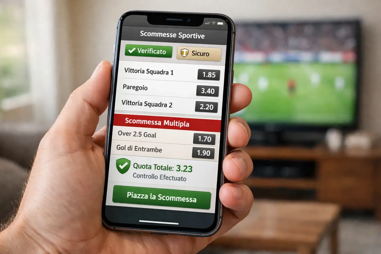 Smartphone con applicazione di scommesse sportive e logo ADM