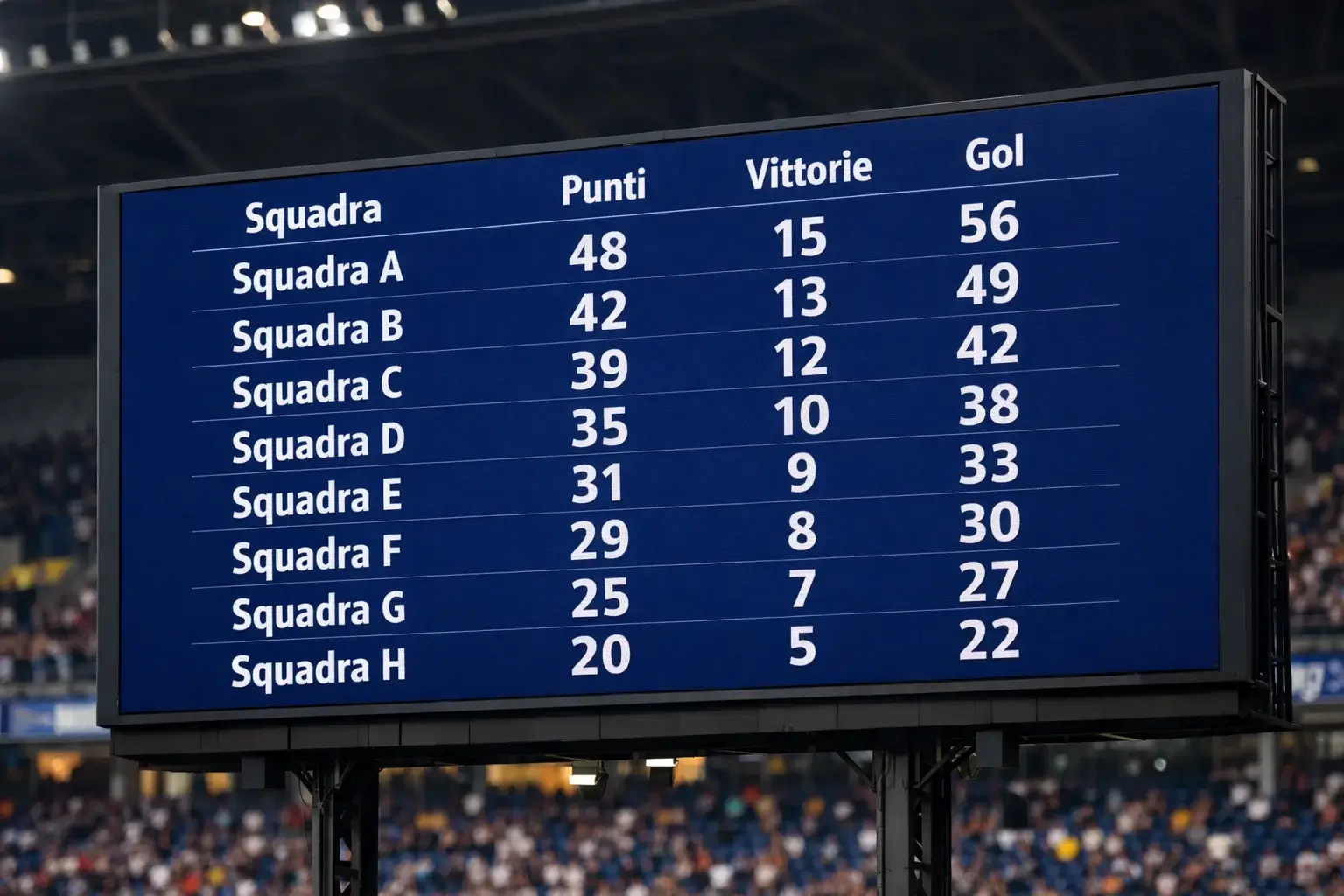 Tabellone della fase a gironi della Champions League con classifiche delle squadre